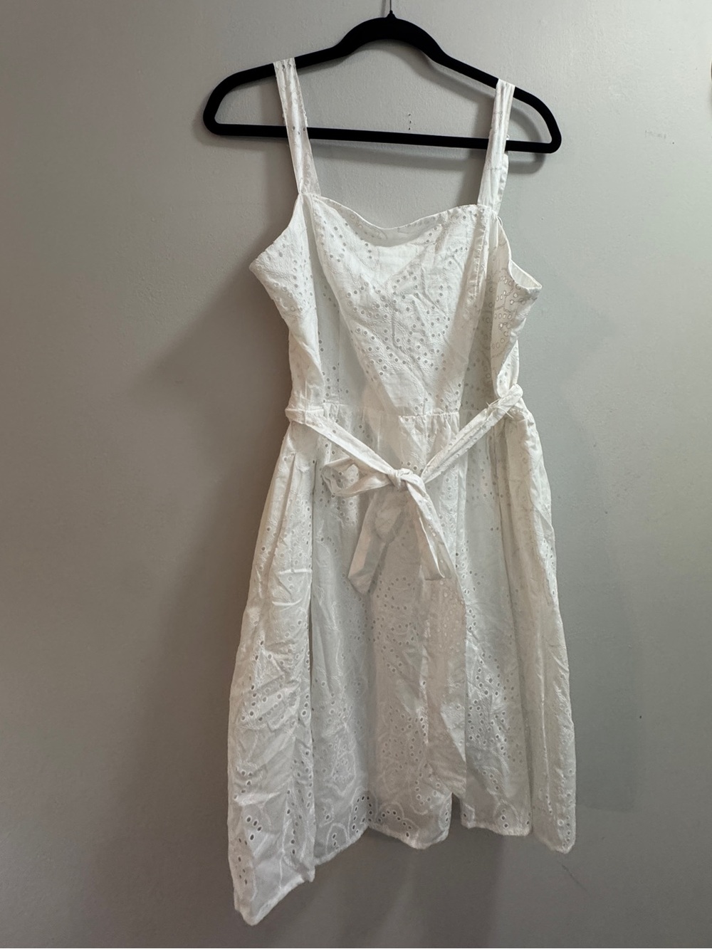 Calypso St. Barth White Eyelet Cotton Dress with Tie Waist Sz 10